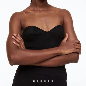 Rib knit strapless top